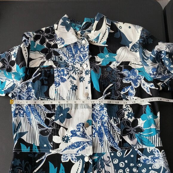 Coldwater Creek Floral Button Blazer Jacket Small Art to Wear Artsy Stretch Fall - Picture 8 of 9